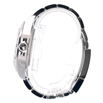 Seitenansicht Rolex Explorer II 42 mm Edelstahl 216570 mit satiniertem Oyster-Armband und weißem Zifferblatt