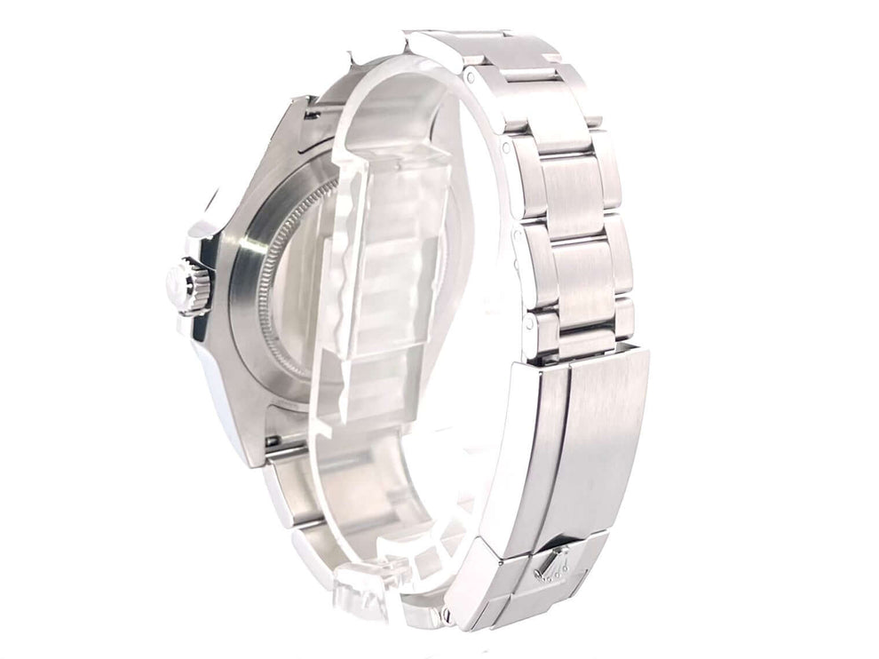 Rückansicht der Rolex Explorer II 42 mm Edelstahl 216570 mit satiniertem Oyster-Armband und Sicherheitsfaltschließe