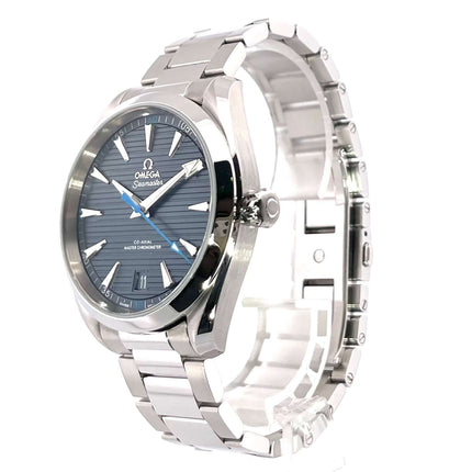 Omega Seamaster Aqua Terra Master Chronometer 220.10.41.21.03.002, blaues Zifferblatt, Edelstahlgehäuse, poliert und satiniert, 41 mm Gehäusedurchmesser.