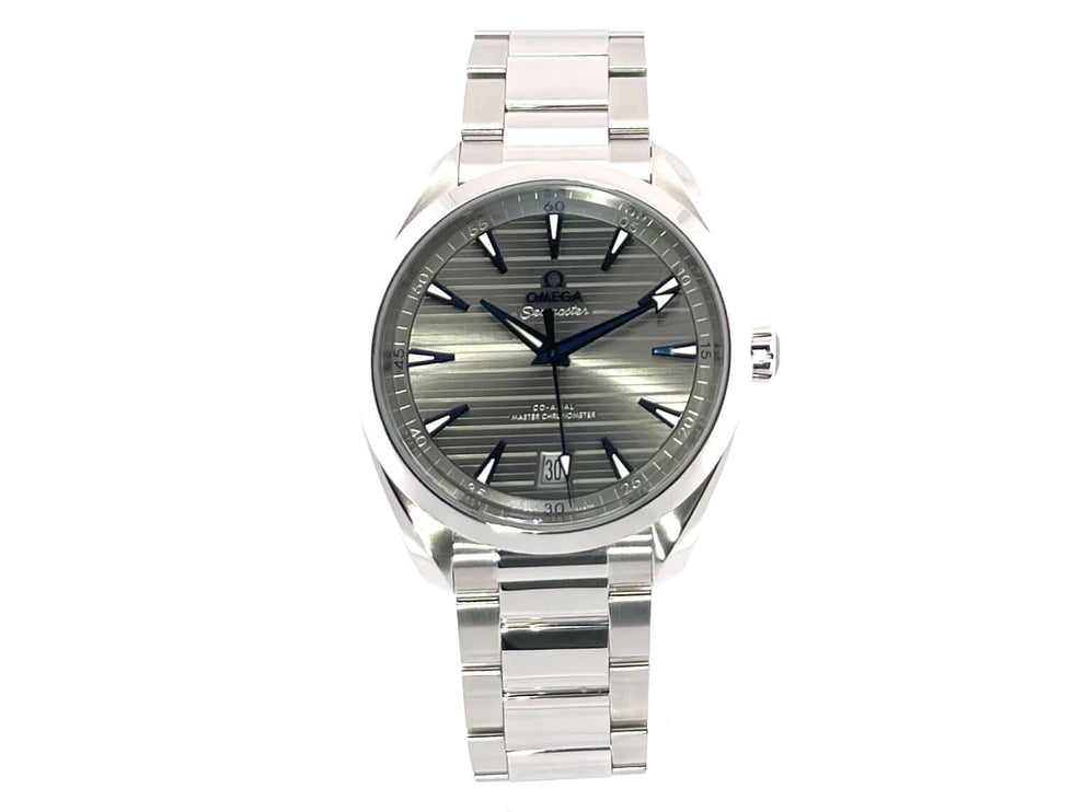 Omega Seamaster Aqua Terra Master Chronometer Ref. 220.10.41.21.06.001 mit grauem Zifferblatt und poliertem Edelstahlarmband.