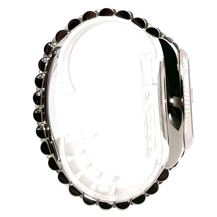 Rolex Day-Date 40 Weißgold 228239 Olivgrün Seitenansicht weißgold Gehäuse und Armband, Profilansicht des luxuriösen Uhrendesigns