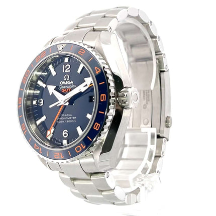 Omega Seamaster Planet Ocean GMT Good Planet 232.30.44.22.03.001 Edelstahlgehäuse, blaues Zifferblatt, Edelstahlarmband, 24-Stunden-Skala