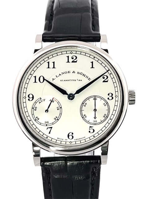 A. Lange & Söhne 1815 Auf Ab Weißgold 234.026 Armbanduhr mit Alligatorlederband und Massiv Silber Zifferblatt