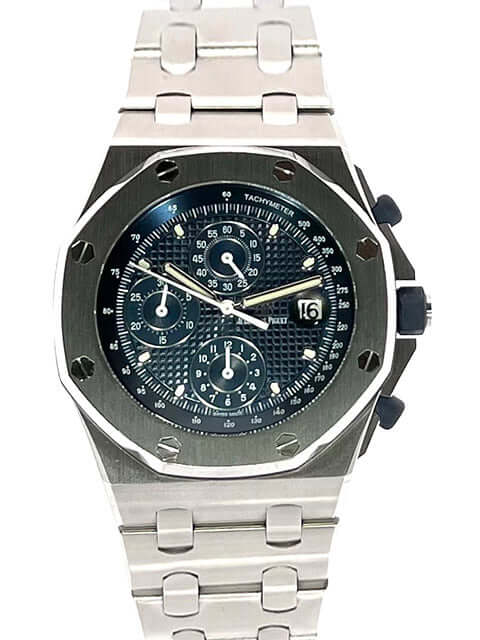 Audemars Piguet Royal Oak Offshore 26237ST.OO.1000ST.01 Edelstahlgehäuse, blaues Zifferblatt, Edelstahlband, Lünette mit Schrauben.