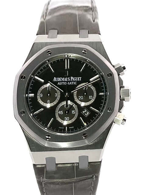 Audemars Piguet Royal Oak Chronograph 26325TS.OO.D005CR.01 Leo Messi, poliertes Stahlgehäuse, anthrazit Alligatorlederarmband.