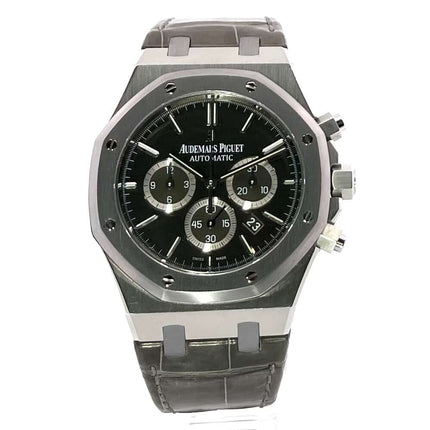 Audemars Piguet Royal Oak Chronograph 26325TS.OO.D005CR.01 Leo Messi, Armbanduhr mit anthrazitfarbenem Alligatorlederband und Stahlgehäuse