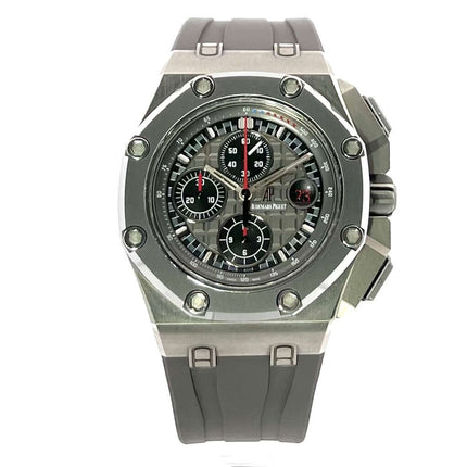 Audemars Piguet Royal Oak Offshore Chronograph Michael Schumacher 26568IM.OO.A004CA.01 Titan Uhr mit grauem Kautschukband und Tachymeter Skala