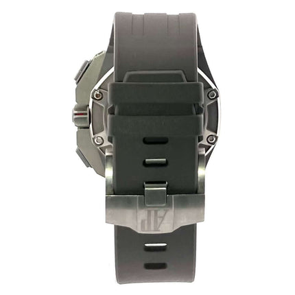 Rückansicht der Audemars Piguet Royal Oak Offshore Chronograph Michael Schumacher mit grauem Kautschukband und Titan Dornschließe