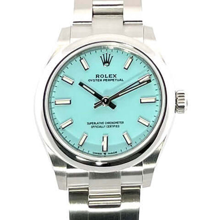 Rolex Oyster Perpetual 31 Ref. 277200 Tiffany Blau, Edelstahlgehäuse, türkisblaues Zifferblatt, Oysterband, Saphirglas, Automatik, 2021.