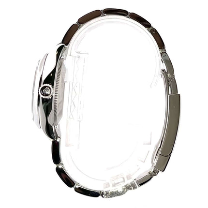 Seitenansicht der Rolex Oyster Perpetual 31 Ref. 277200 Tiffany Blau Edelstahlarmband und Gehäuse, Automatik Chronometer Uhr aus 2021