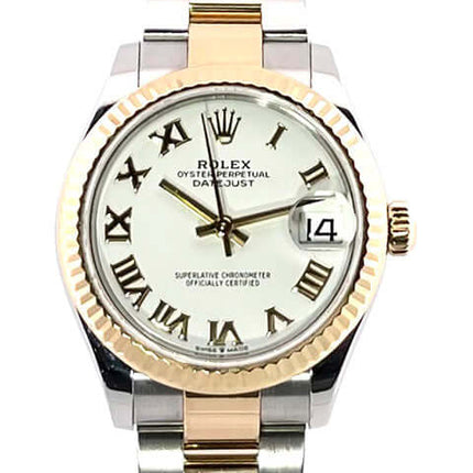 Rolex Datejust 31 Oystersteel Gelbgold 278273 Weißes Zifferblatt Römische Ziffern