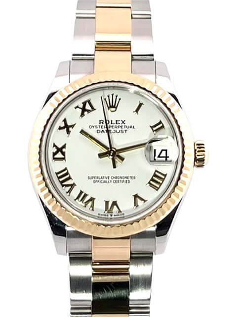 Rolex Datejust 31 Oystersteel Gelbgold 278273 Weißes Zifferblatt Römische Ziffern