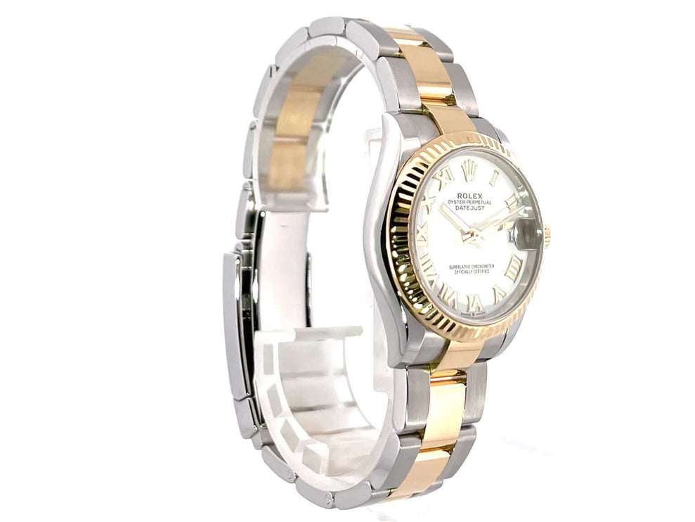 Rolex Datejust 31 Oystersteel und Gelbgold 278273 Weiß Römisch mit weißem Zifferblatt und römischen Ziffern