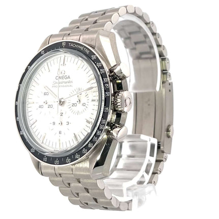 Omega Speedmaster Professional Moonwatch Canopus Gold Ref. 310.60.42.50.02.001, 18 kt Weißgold Gehäuse und Armband, silberfarbenes Zifferblatt