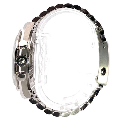 Seitenansicht der Omega Speedmaster Professional Moonwatch Canopus Gold mit weißgoldenem Gehäuse und Armband, Modellnummer 310.60.42.50.02.001