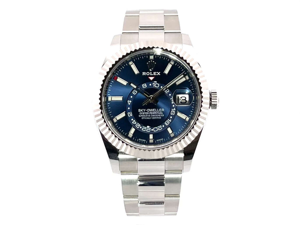 Rolex Sky-Dweller Edelstahl Weißgold Ref. 326934 Blau, ungetragen, blaues Zifferblatt, Oyster-Armband, Gehäusedurchmesser 42 mm, Jahr 2019