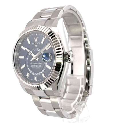 Rolex Sky-Dweller Edelstahl Weißgold Ref. 326934 Blau, ungetragen aus 2019, poliertes und satiniertes Gehäuse und Oyster-Armband