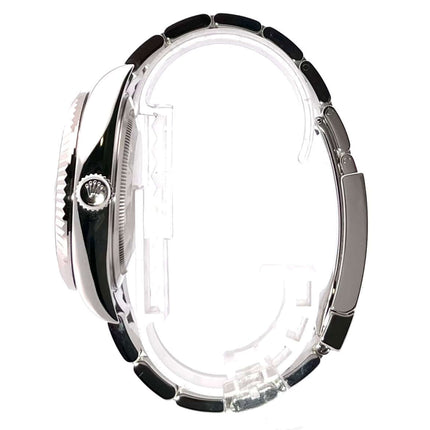 Seitenansicht der Rolex Sky-Dweller Edelstahl - Weißgold Ref. 326934 Blau Uhr, Edelstahlgehäuse und Oyster-Armband, ungetragen aus 2019.