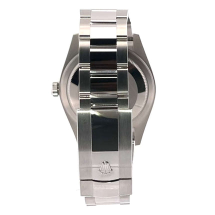 Rückansicht der Rolex Sky-Dweller Edelstahl / Weißgold 326934 mit Oyster-Armband und Oysterclasp-Faltschließe aus poliertem und satiniertem Edelstahl.