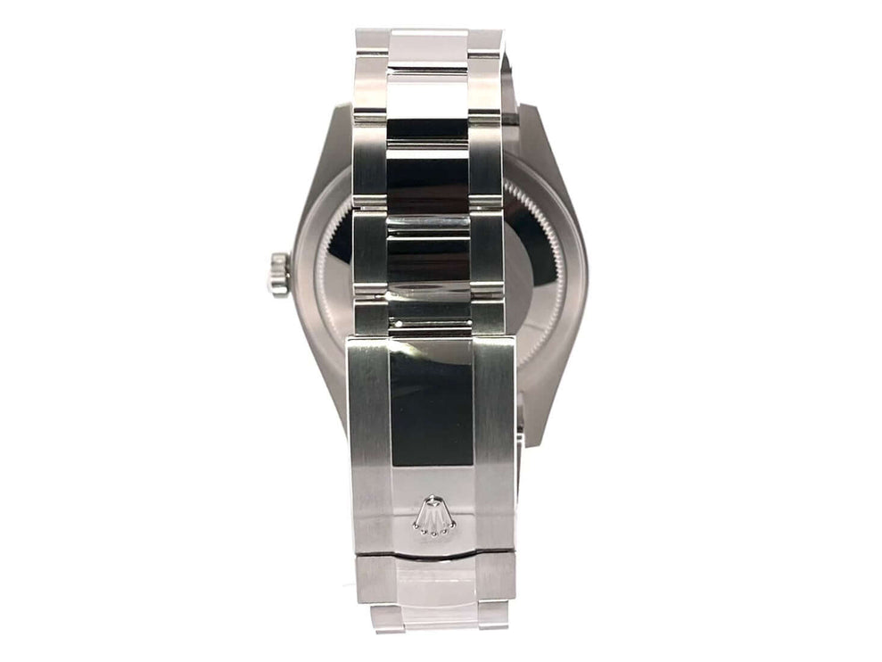 Rückansicht der Rolex Sky-Dweller Edelstahl / Weißgold 326934 mit Oyster-Armband und Oysterclasp-Faltschließe aus poliertem und satiniertem Edelstahl.