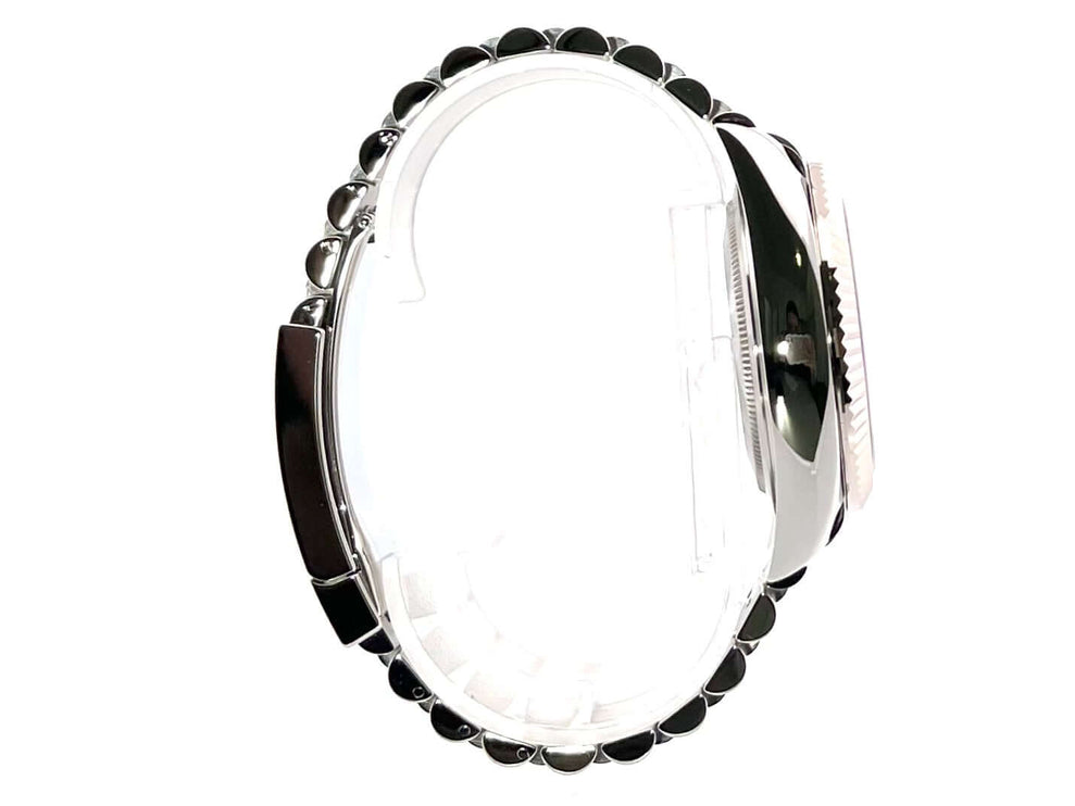 Seiteansicht Rolex Sky-Dweller 326934 Edelstahl / Weißgold, Jubile-Band, poliert und satiniert, Detailansicht der Lünette, Gehäuse aus 2021.