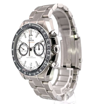 Omega Speedmaster Racing Chronograph Master Chronometer 329.30.44.51.04.001 aus Edelstahl mit Keramik Einlage und weißem Zifferblatt