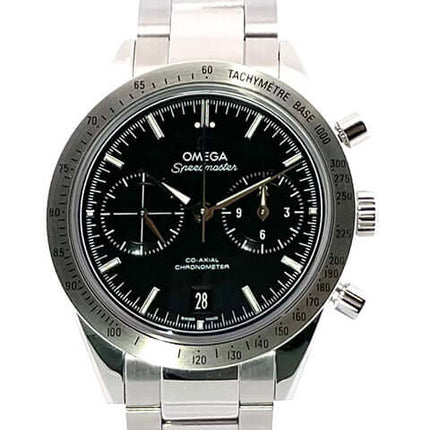 Omega Speedmaster '57 Chronograph Co-Axial Ref. 331.10.42.51.01.001 aus Edelstahl mit schwarzem Zifferblatt und Tachymeter-Lünette