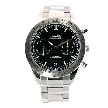 Omega Speedmaster '57 Chronograph 331.10.42.51.01.001, Edelstahl Gehäuse, schwarzes Zifferblatt, Lünette mit Tachymeterskala, Automatikwerk.
