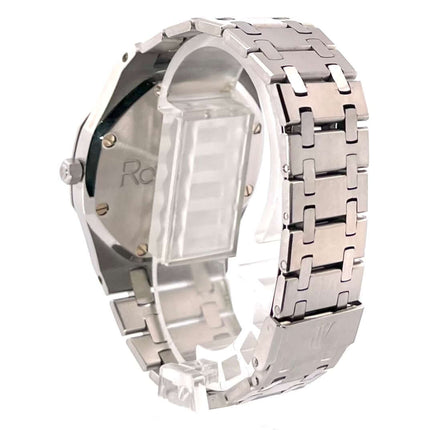 Audemars Piguet Royal Oak Ref. 4100ST Rückansicht, Edelstahlband poliert und satiniert, Faltschließe, Automatikwerk, gebrauchte Uhr in sehr gutem Zustand
