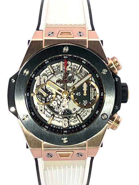 Hublot Big Bang Unico King Gold 411.OM.1180.RX mit 18 kt Rotgoldgehäuse, transparentem Zifferblatt und weiß-schwarzem Kautschukarmband