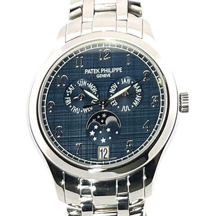 Patek Philippe Complications Annual Calendar Mondphase 4947/1A-001 mit blauem Zifferblatt und Edelstahlarmband