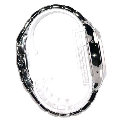 Patek Philippe Complications Annual Calendar Mondphase 4947/1A-001 Seitenansicht, poliertes Edelstahlgehäuse und Edelstahlarmband mit Faltschließe