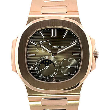 Patek Philippe Nautilus Roségold 5712/1R-001, 18 kt Roségold Gehäuse und Armband, braunes Sonnenschliff Zifferblatt, Automatikaufzug.