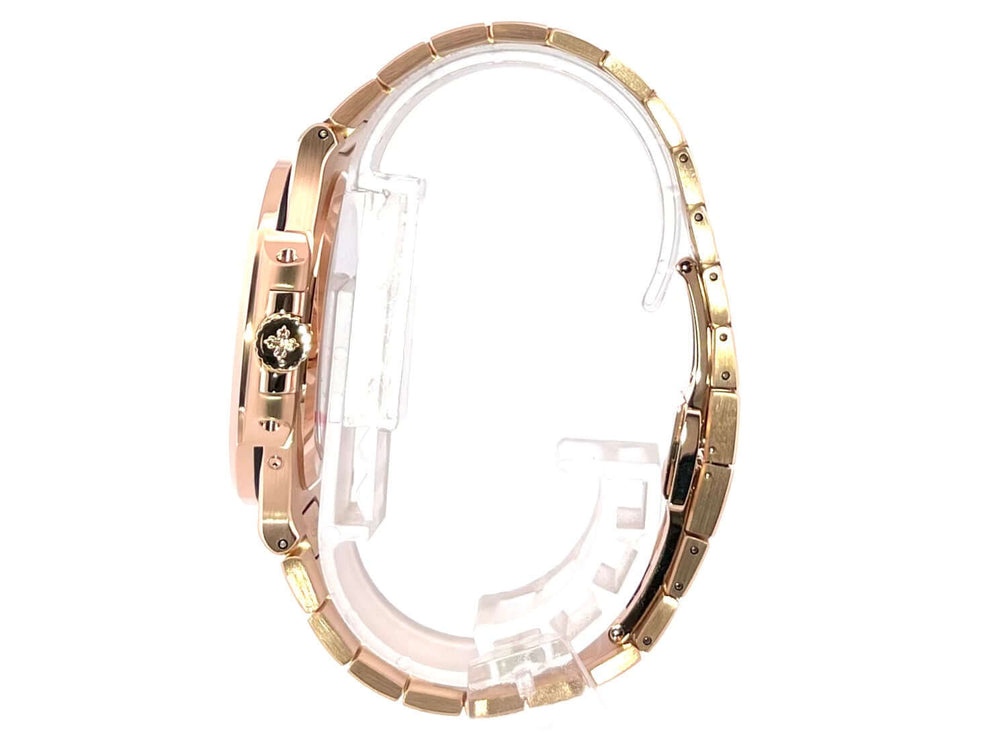 Patek Philippe Nautilus Roségold 5712/1R-001 Seitenansicht aus 18 kt Roségold mit polierter Lünette und Armband, 40 mm Gehäusedurchmesser