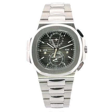Patek Philippe Nautilus 5990/1A-001 Travel Time Herrenuhr, Edelstahlgehäuse, schwarzes Zifferblatt, Edelstahlarmband, Automatikwerk