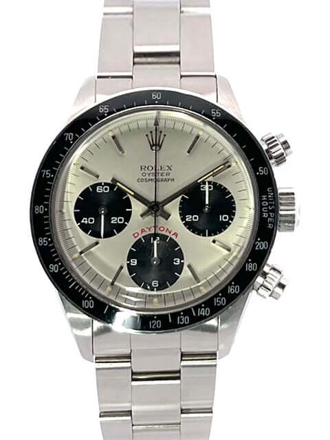 Rolex Daytona Edelstahl 6263, poliertes und satiniertes Gehäuse, schwarze Tachymeterskala, silbernes Zifferblatt, Oyster Edelstahlband