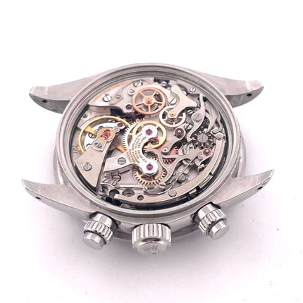 Mechanismus einer Rolex Daytona Edelstahl 6263, Uhrwerk-Details, klassische Handaufzug-Funktion, fein bearbeitete Zahnräder