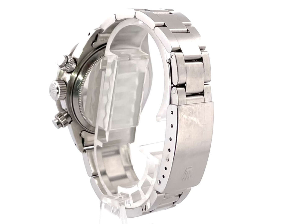 Rückansicht Rolex Daytona Edelstahl 6263 Uhr mit poliertem und satiniertem Edelstahlband und Sicherheitsfaltschließe