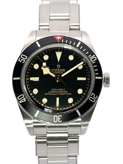 Tudor Heritage Black Bay Fifty-Eight 79030N-0001 aus Edelstahl mit schwarzem Zifferblatt und Lünette, Automatikuhrenwerk, 39 mm Gehäusedurchmesser.