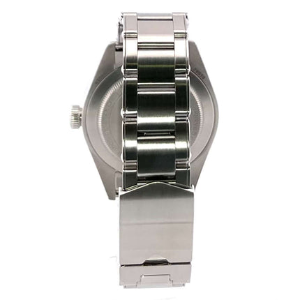 Rückansicht der Tudor Heritage Black Bay Fifty-Eight 79030N-0001 mit Edelstahlarmband und Sicherheitsfaltschließe.
