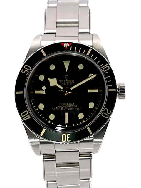 Tudor Heritage Black Bay Fifty-Eight 79030N Edelstahlgehäuse, schwarze Lünette, schwarzes Zifferblatt, Edelstahlarmband, 39 mm, Automatikwerk.