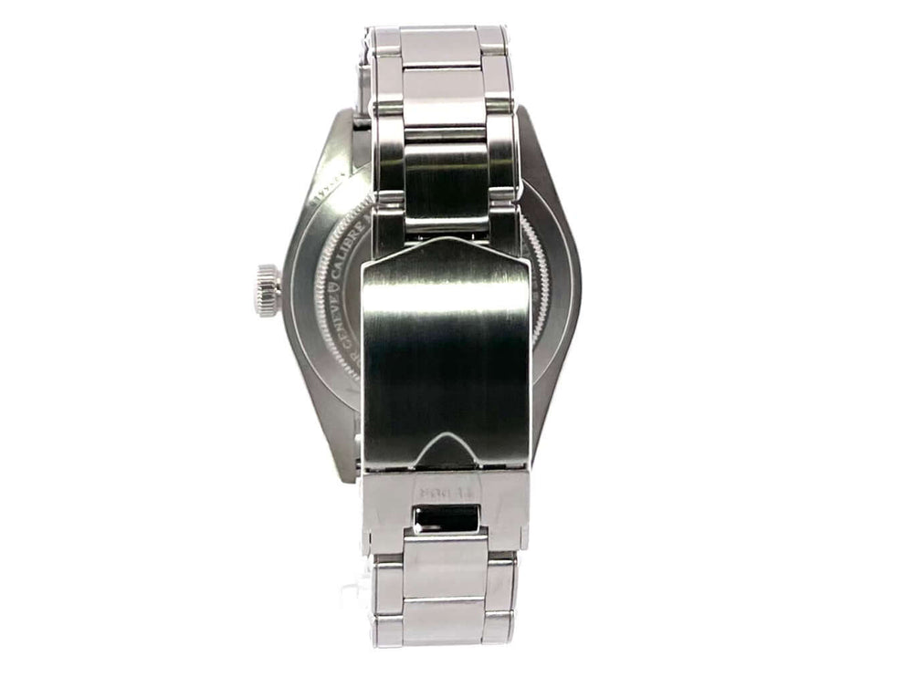 Rückansicht der Tudor Heritage Black Bay Fifty-Eight 79030N-0001 aus Edelstahl mit Sicherheitsfaltschließe und poliertem sowie satiniertem Gehäuse.