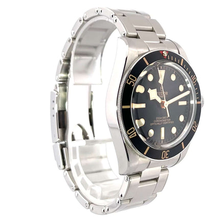 Tudor Heritage Black Bay Fifty-Eight 79030N-0001 Edelstahl Uhr mit schwarzem Zifferblatt und Leuchtzeigern, 39 mm Gehäuse, poliert und satiniert.