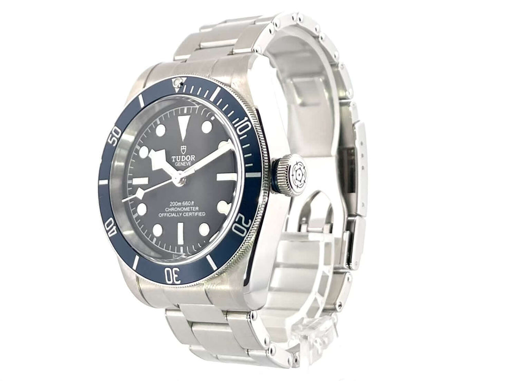 Tudor Heritage Black Bay 79230B-0001 Edelstahlgehäuse 41 mm, blaue Lünette, mattschwarzes Zifferblatt, Edelstahlband