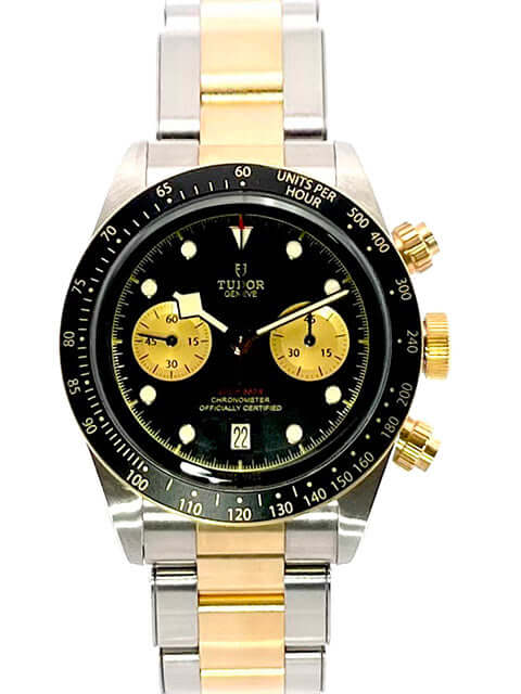 Tudor Heritage Black Bay Chrono Stahl Gold 79363N-0001 Uhr, schwarz Ziffernblatt, Edelstahl/Gelbgold Band, 2020 Modell
