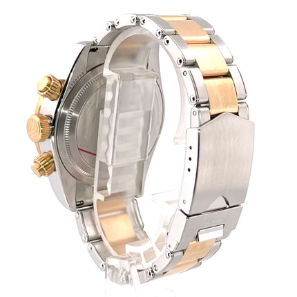 Rückansicht der Tudor Heritage Black Bay Chrono Steel Gold Ref. 79363N-0001 aus Edelstahl und Gelbgold mit Sicherheitsfaltschließe.