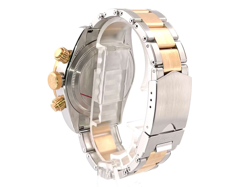 Rückansicht der Tudor Heritage Black Bay Chrono Steel Gold Ref. 79363N-0001 aus Edelstahl und Gelbgold mit Sicherheitsfaltschließe.