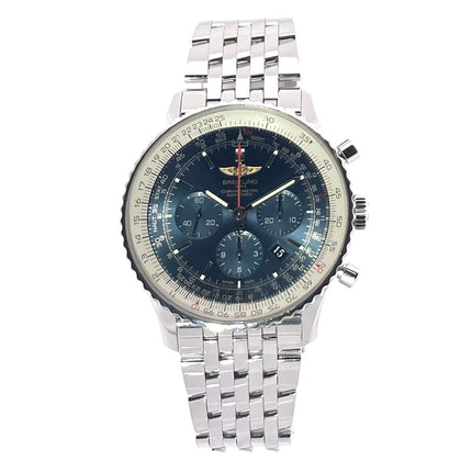 Breitling Navitimer 01 46 mm AB012721.C889.443A, Edelstahlgehäuse, blaues Zifferblatt, poliertes Edelstahlarmband, Chronometer aus 2016