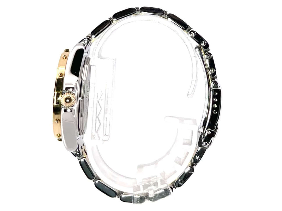 Breitling Windrider B-class Lady D71365 Seitenansicht, Edelstahl und Gelbgold Armband, detailreiche Gelbgold Lünette