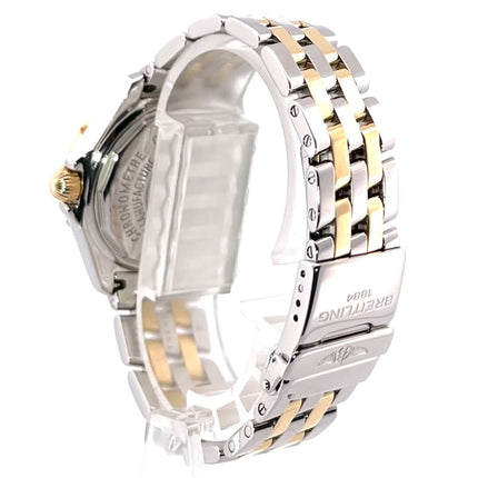 Rückseite der Breitling Windrider B-class Lady D71365 mit Edelstahl und Gelbgold Armband und Faltschließe